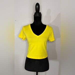 Fashion Nova Yellow V-Neck Crop Top